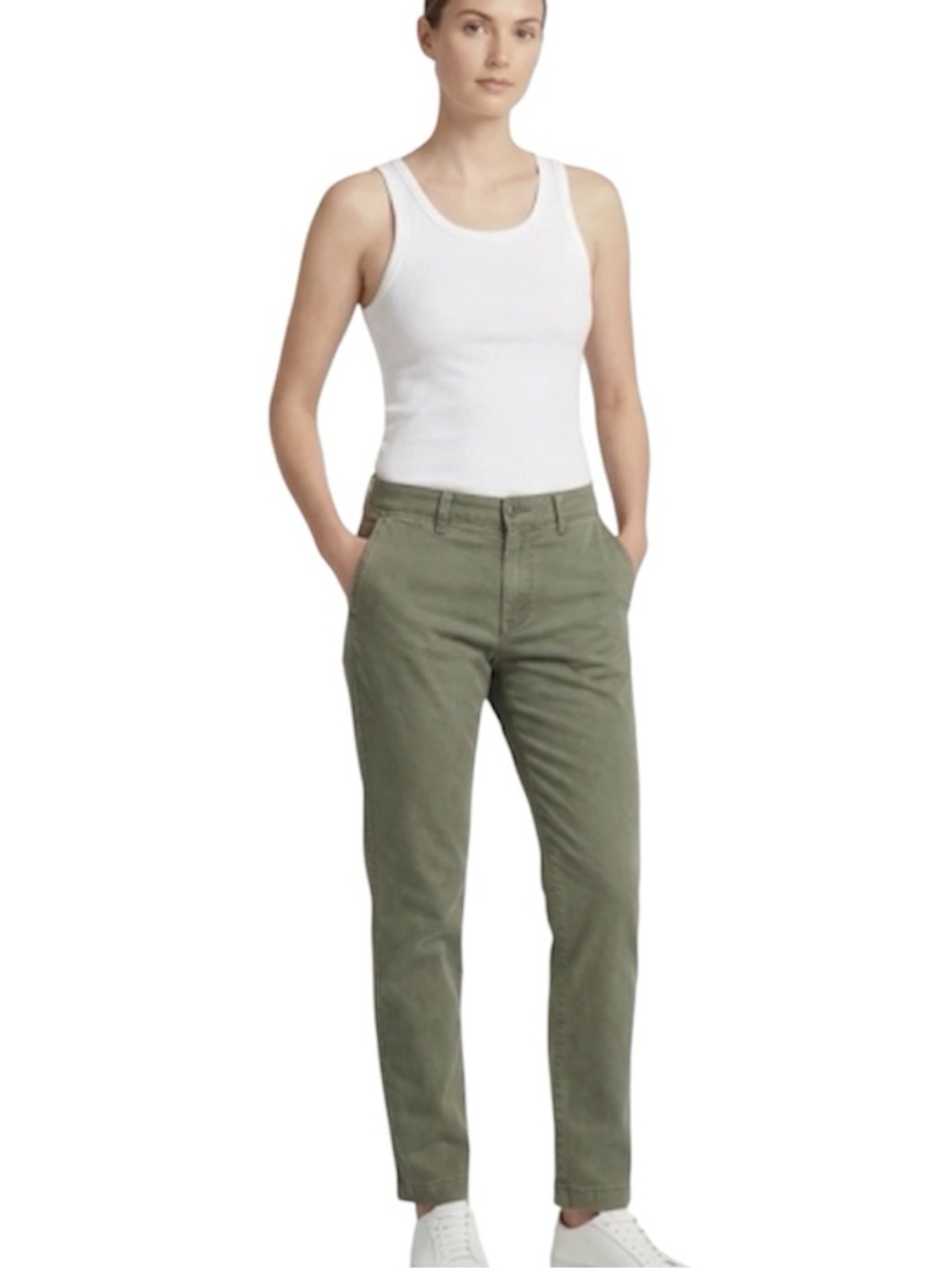 Vineyard Vines Cotton Olive Green Chino Straight Leg Pants